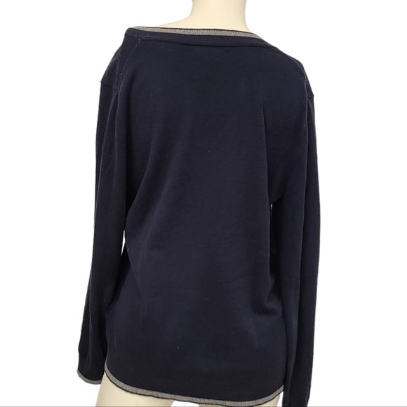 Tommy Hilfiger Navy Blue Perforated V Neck Sweater size Large - Picture 5 of 8
